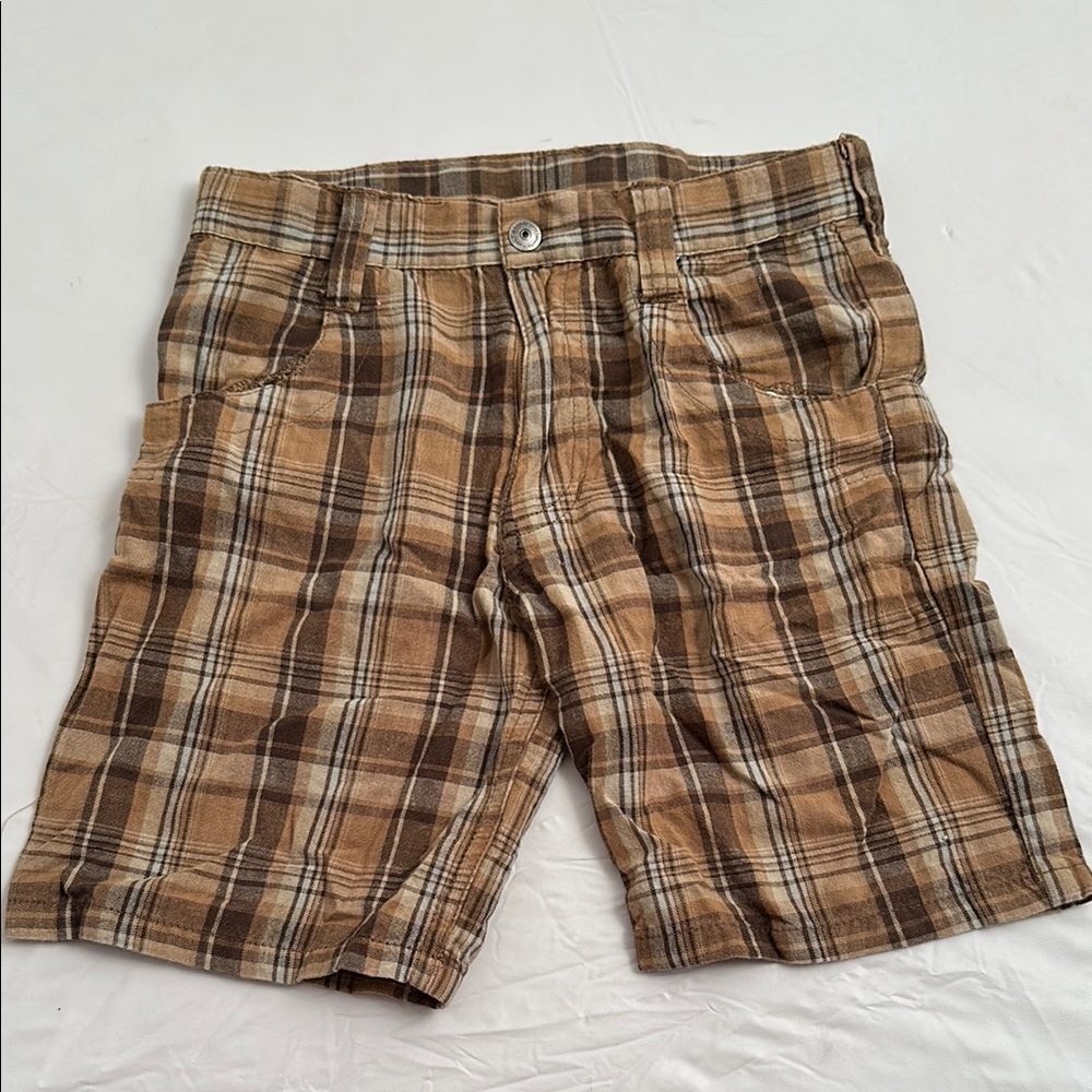 Calvin Klein Jeans vintage brown tan plaid lightweight shorts